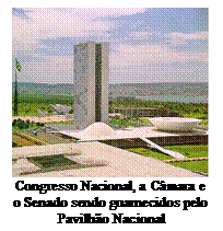 Caixa de texto:   Congresso Nacional, a Cmara e o Senado sendo guarnecidos pelo
 Pavilho Nacional


